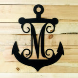 22" Modern Style Metal Anchor Monogram, Door Hanger, Nautical Metal Wall Art