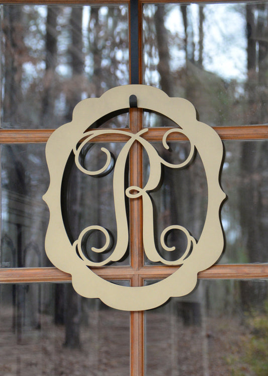 Decorative Oval Metal Monogram Door Hanger, Metal Wall Art