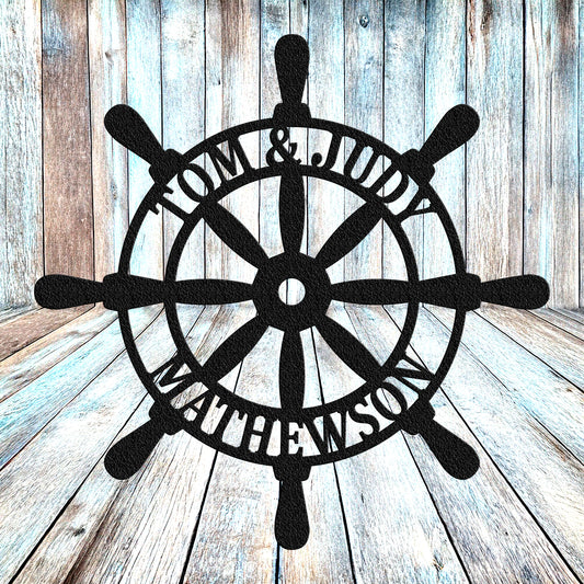 Captains Wheel, Personalized Sign, Door Wreath