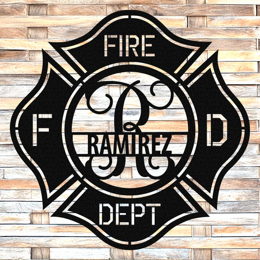 Maltese Cross, Firefighter Personalized Monogram Sign