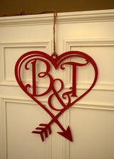 Valentine Door Hanger with Monogram, Metal Monogram Letter