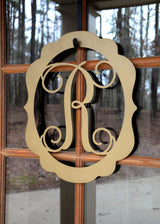 Decorative Oval Metal Monogram Door Hanger, Metal Wall Art