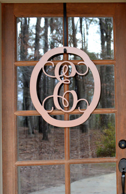 Decorative Oval Metal Monogram Door Hanger, Metal Wall Art
