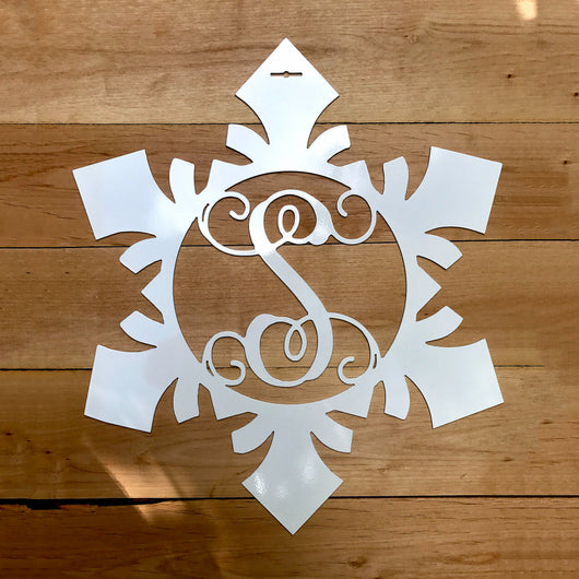 Snowflake Metal Monogram Letter Door Hanger