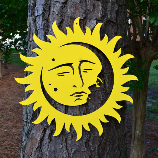 Sun and Moon Powder Coated Metal Wall Art